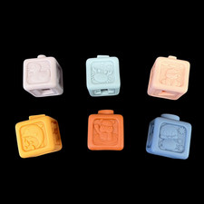 Soft Squeaky Baby Blocks Numbers Animals Pastel Set of 6