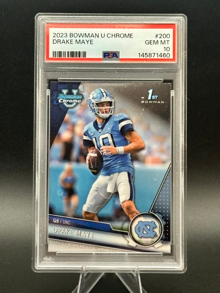 2023 Bowman Chrome University #200 Drake Maye 1st Bowman UNC PSA 10 GEM MINT