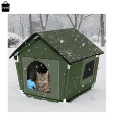 Heated Outdoor Cat House with Thermostatic Pad for Winter Comfort