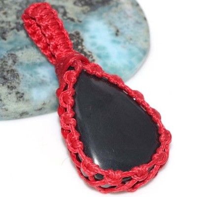 Macrame Thread Black Onyx Pendant 2'' Holiday Theme Jewelry Most Beautiful GW