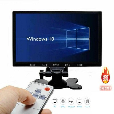 HD 9 Inch Ultra Thin TFT-LCD HD Monitor Video Audio HDMI VGA w/Speaker + Adpater