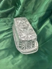 VINTAGE ANCHOR HOCKING Clear GLASS STARBURST BUTTER DISH