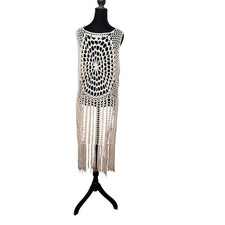 Umgee Crochet Fringe Kimono Vest Hippie Boho Festival Coachella Vintage Size M