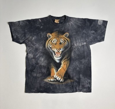 Vtg 1998 The Mountain Big Tiger Cat Graphic Tie Dye TShirt Size XL