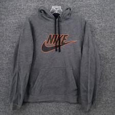 Nike Hoodie Mens Small Gray Sweatshirt Fleece Drawstring Pullover Swoosh Heather