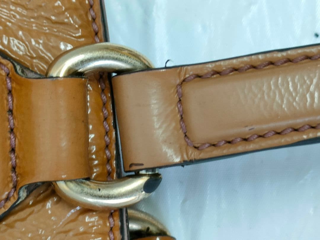 GUCCI Soho Tote Bag Brown Patent Leather Fringe Charm Authentic Vintage thumbnail 12