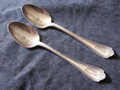 Pr Silverplate Advertising Spoons Formosa Oolong Tea Rogers Grecian Ptrn 1913