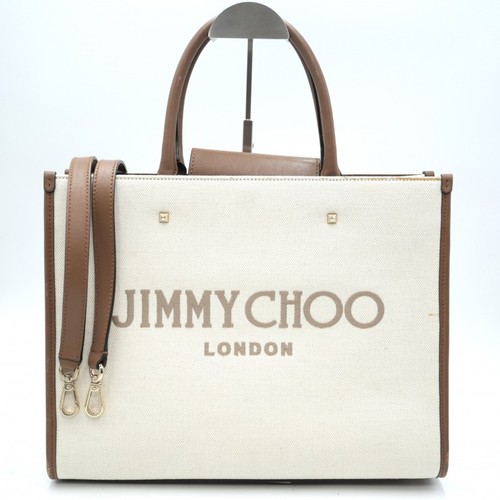 JIMMY CHOO Varenne Aenue Tote Bag 2-Way Shoulder Bag Canas Leather Iory