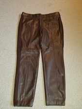 NWT Womens Pants-TALBOTS-brown faux/vegan leather "Portland Pant" slim leg-12P