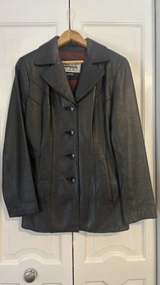 Pelle Studio Wilsons Leather Jacket Black Button Blazer Women Small RN69426