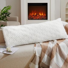 Christmas Snowflake Fluffy Faux Fur 20x54 Body Pillow Case Soft Plush Snowfla...