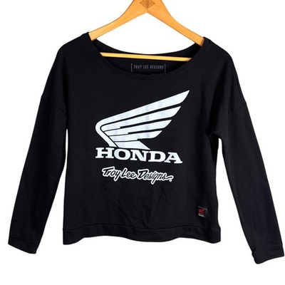 #ad Troy Lee Designs Womens Honda Sweatshirt Boat Neck Oversized Crop Size M Moto $29.99