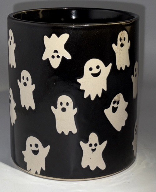 Halloween Coffee Cup Mug Oversized 12oz Ghosts Ceramic White/Black-NEW-SHIP24H
