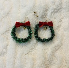 Cute Christmas Wreath Earrings for Women Girls.Festive Holiday Earrings