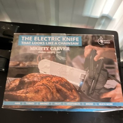 Mighty Carver Electric Knife Chainsaw Style for Meat, Bread, Vegetables, Fruit