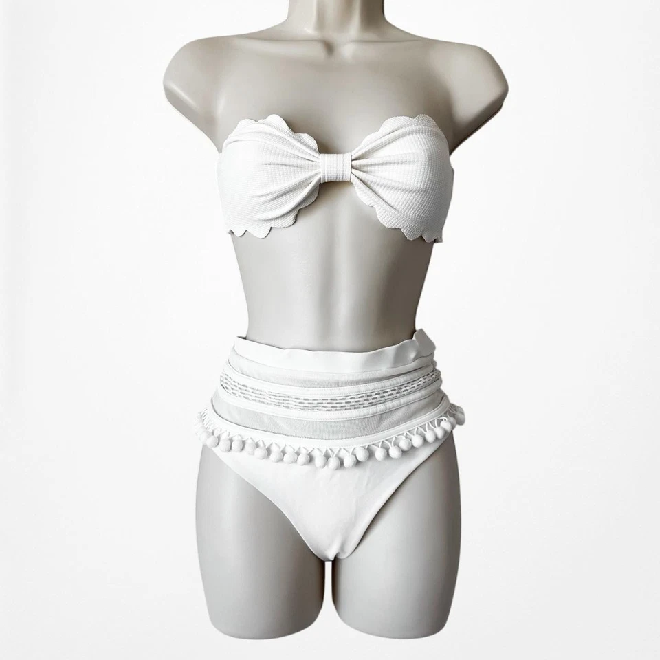 Tularosa Marysia Swim Off White Cream Bandeau High Waisted Swimsuit Size XS - Image 3 of 4
