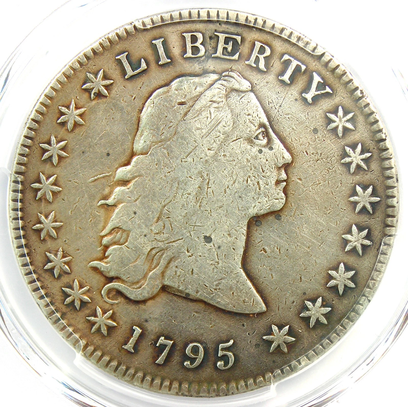 1795 Flowing Hair Silver Dollar $1 Coin - Certified PCGS VF Details - Rare!