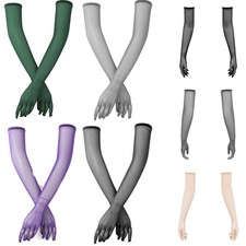Sheer Mesh Long Gloves Over-Elbow Anti-Slip Full-Finger Mittens Cosplay Party