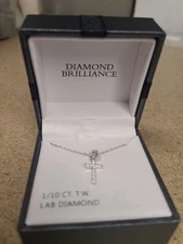 Diamond Brilliance 1/10 Carat T.W. Lab-Grown Diamond Cross Miracle Pendant Neckl