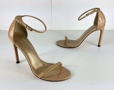 Stuart Weitzman Adobe Nude Patent Leather Nudistsong Heel Sandals US 6.5