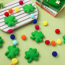 8.2Ft St. Patrick's Day Felt Ball Garland 3D Shamrock Clover Hanging Garland R