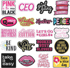 20 Pcs Phrase Iron on Patches Hot Pink Patches for Hats Girls Power