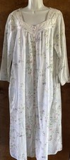 Eileen West Nightgown Size Small Cotton Floral Long Sleeve Pockets