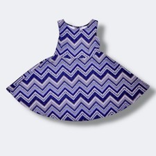 Sweet Heart Rose Girls Dress Size 5 Blue Chevron Sleeveless Twirl Tie Back