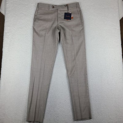 Zanella Pants Mens 36 Light Khaki Parker UNHEMMED Wool Dress Slacks NEW NWT