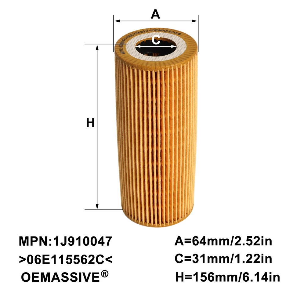 3x Filtro de aceite de motor 06E115466 06E115562A-para Audi A4 A5 A6 A7 Q5 Q7 2.8 3.2 FSI Foto 3 de 4