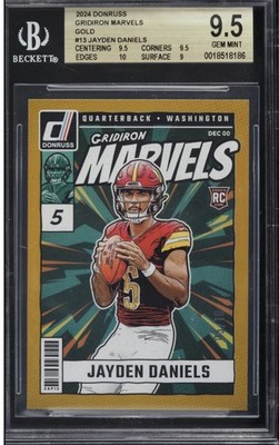 Jayden Daniels 2024 Donruss Gridiron Marvels - Gold Jersey Match 5/10 - BGS 9.5