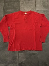 VTG LL Bean River Driver Henley Shirt Men’s Large Red Wool Blend USA Made