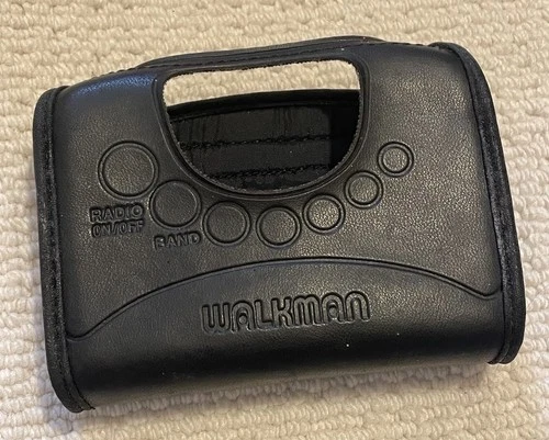 Vintage Black Leather Cover For Sony Walkman Cassette Player WM-FX251 FM/AM