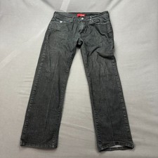 GUESS Lincoln Slim Fit Straight Leg Jeans Mens 34x30 Black Denim Cotton Travel