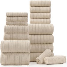 18 Piece Bath Towels Set,Ultra Soft Family Bathroom Towel Set W/ Hanging Loops-6