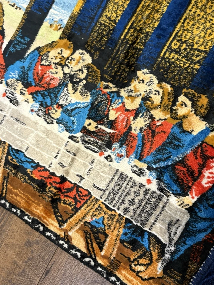 "Alfombra tapiz de terciopelo de colección La última cena roja Jesús cristianismo 43"" x 19""" Foto 2 de 4