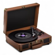 Vintage High Fidelity Vinyl Record Player With 2 Built-In Stereo Speakers