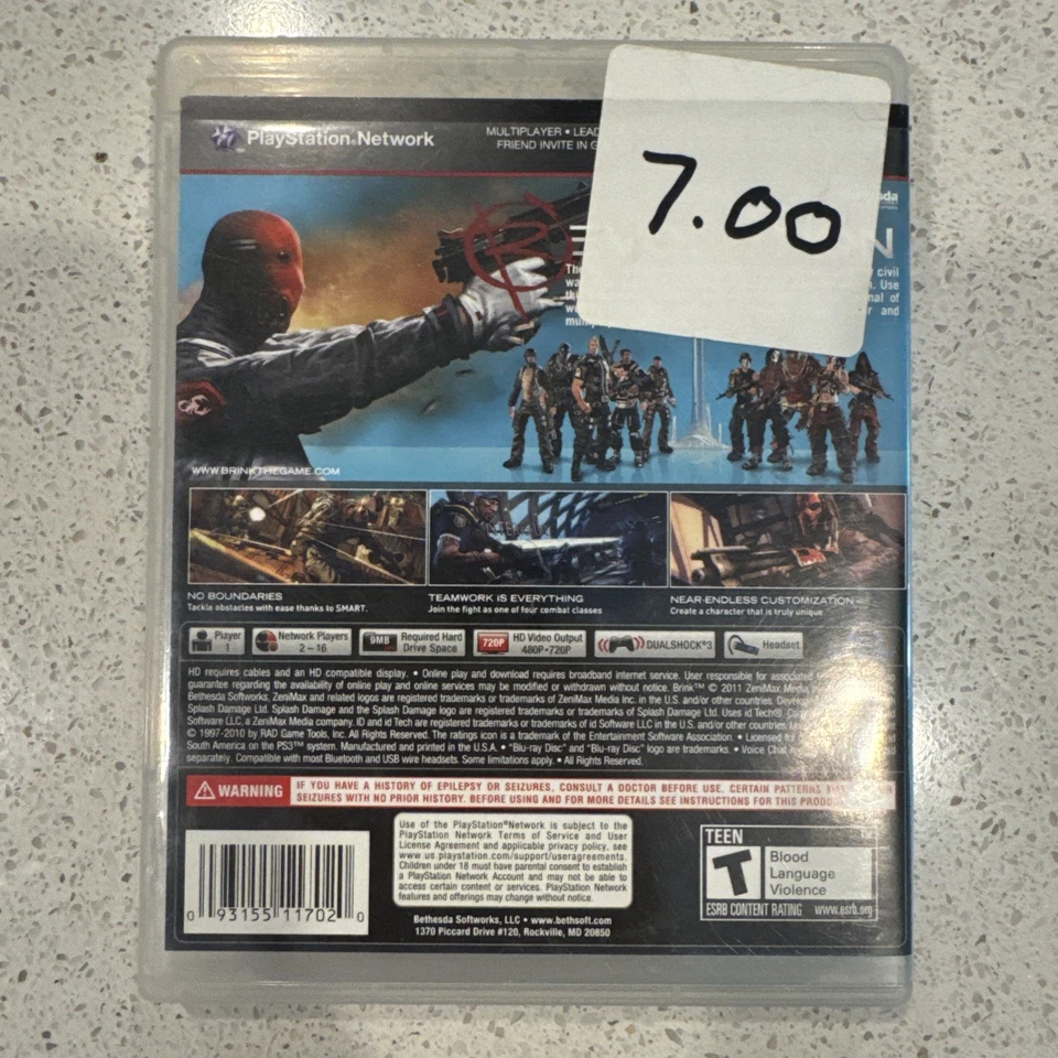 Brink PlayStation 3 Game Complete with Manual PS3 - Image 2 of 4