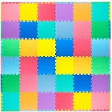 ProSource Foam Puzzle Floor Play Mat for Kids Babies w/ Solid Colors, 36 tiles