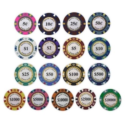 Monte Carlo Poker Chips - SAMPLE PACK Set - 17 Denominations - 14 Gram NEW