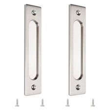 2 PCS 180mm Brushed Steel Rectangular Recessed Sliding Door Flush Pulls