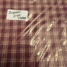 Burgundy Cream Plaid Fabric 2 Yards x 44" Woven Cotton Primitive Farmhouse Craft