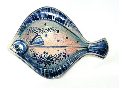 Linda Walton BC Studio Pottery Halibut Flounder Sole Fish Clay Art Plate Platter