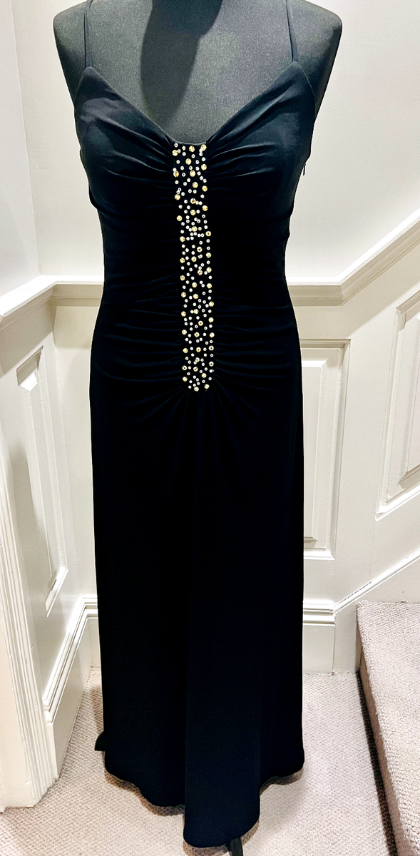 black diamante dress Natalia Black Floral Maxi Dress main image 0