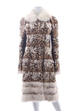Valentino Leopard Printed Fox Fur Coat / Brown