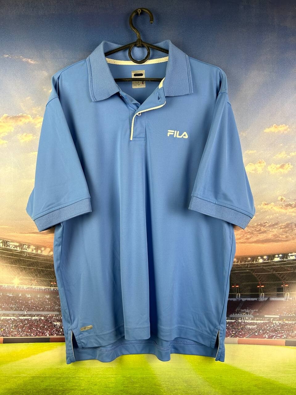 Fila Jersey Polo Tennis Blu Maglia Poliestere Uomo Taglia S