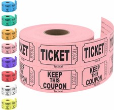 500 Raffle Tickets Pink 1 of 8 Colors Double Roll Ticket for Events Entry Cla...