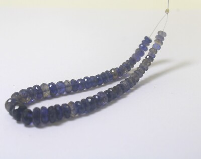 75 Ct 5 to 9 MM Natural Faceted Purple Blue Iolite Rondelle  8 Inch Strands