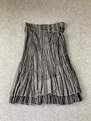 Y2K Alexandra Rosati Lagenlook Crinkle Skirt Womens Small S Gray Layered