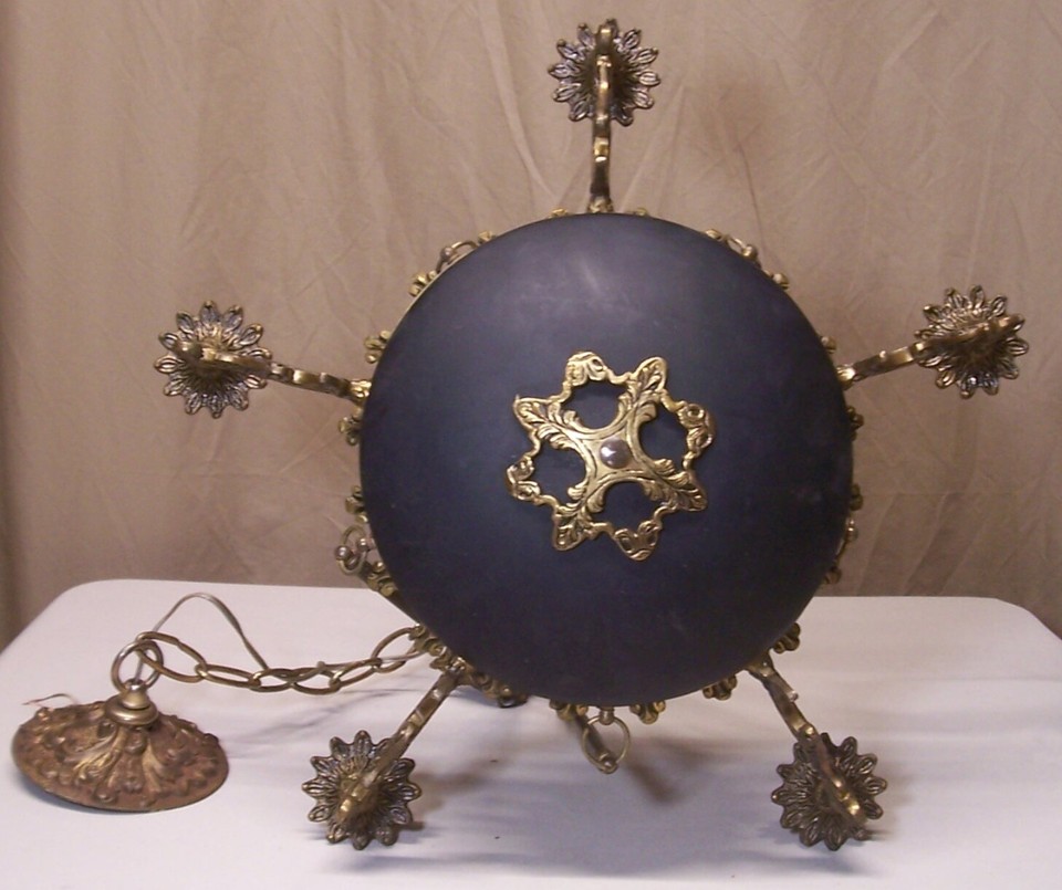 Vtg French Empire Chandelier Brass Spanish Beautiful MCM Light Fixture